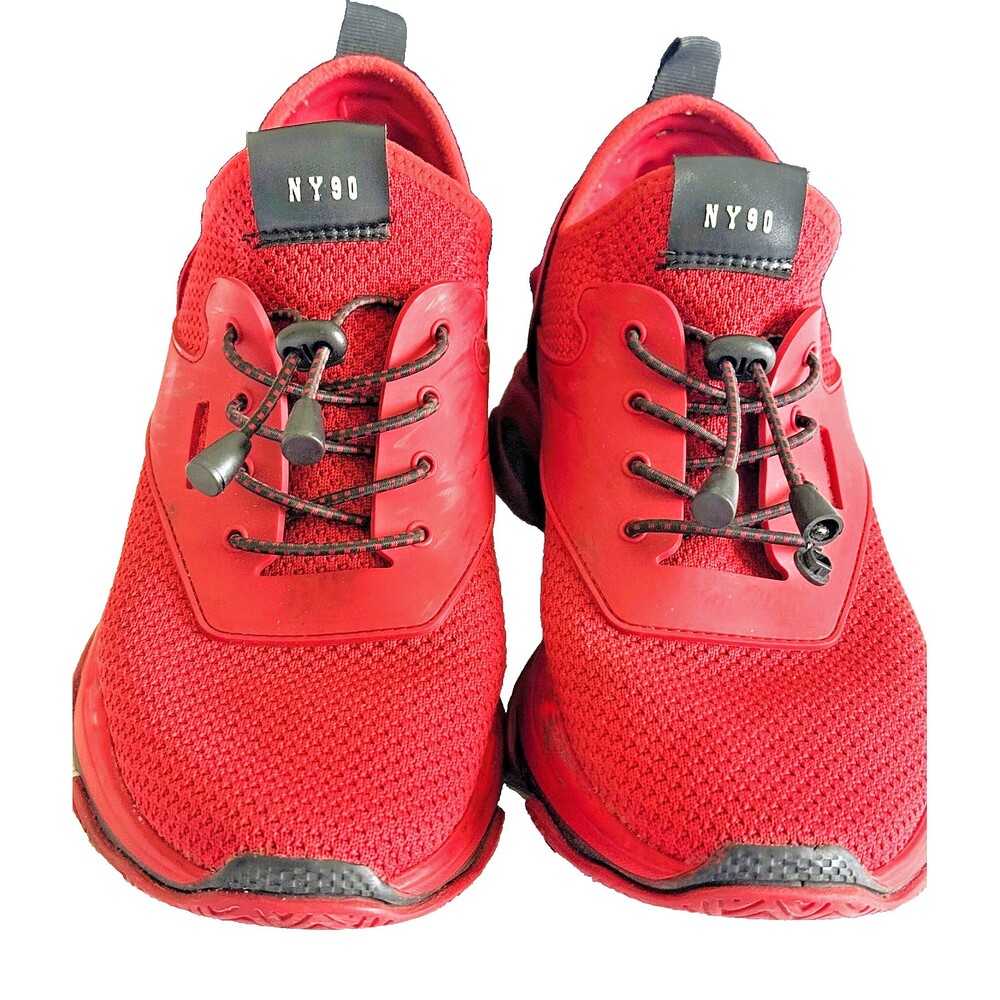 Red Athletic Sneakers, Steve Madden, NY90, Black Laces & accents, Size 8